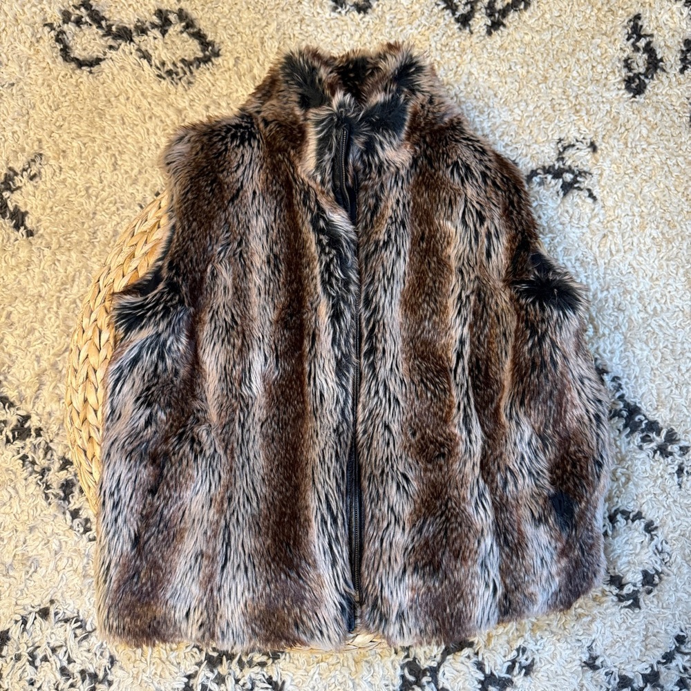 Faux Fur Vest in Brown and Black